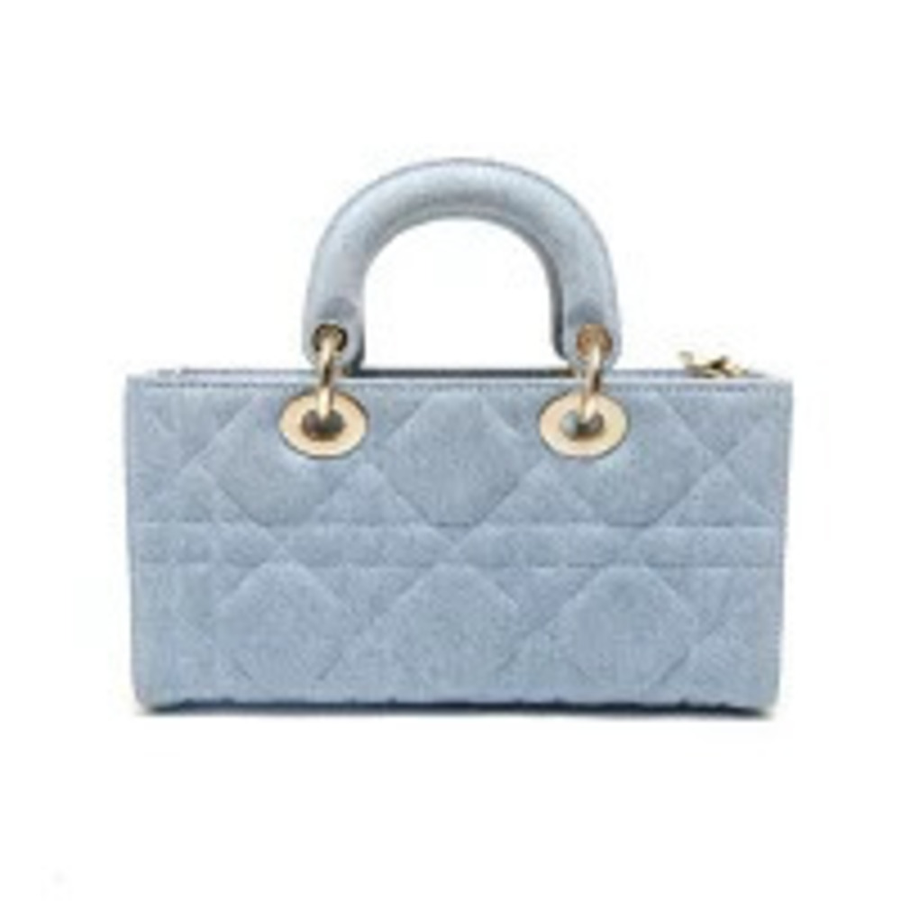 Christian Dior Denim Cannage Satchel Bag Shoulder Blue